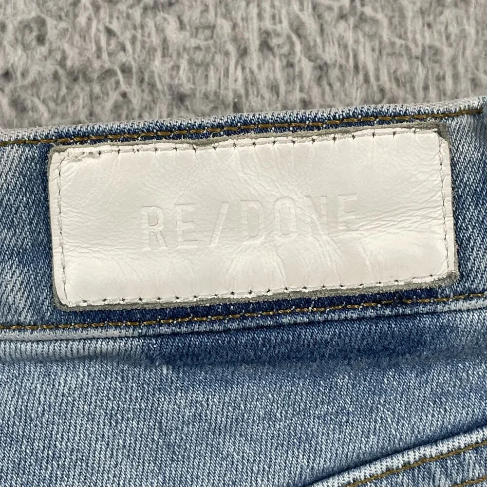Re/Done Jeans Womens 25 Light Wash Button Fly Mid Rise Distressed Denim - Picture 4 of 8